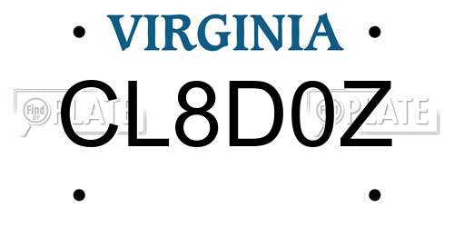 CL8D0Z Virginia License Plate