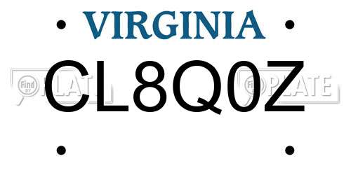 CL8Q0Z Virginia License Plate