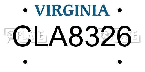 CLA8326 Virginia License Plate