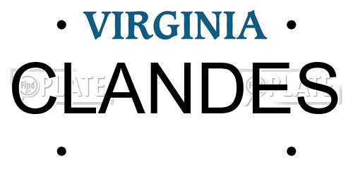 CLANDES Virginia License Plate