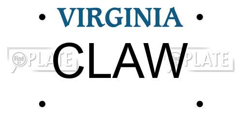 CLAW Virginia License Plate