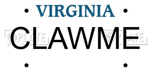CLAWME Virginia License Plate