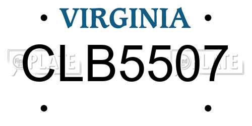 CLB5507 Virginia License Plate