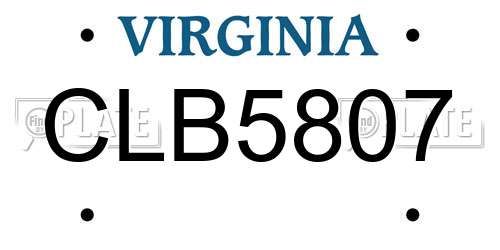 CLB5807 Virginia License Plate