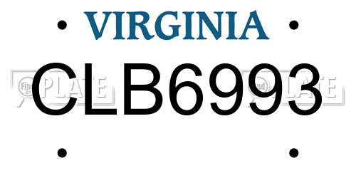 CLB6993 Virginia License Plate