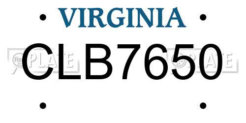 CLB7650 Virginia License Plate