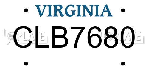 CLB7680 Virginia License Plate