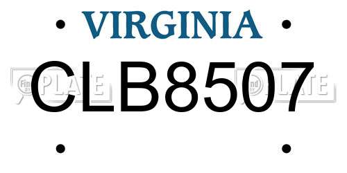 CLB8507 Virginia License Plate