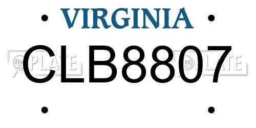 CLB8807 Virginia License Plate
