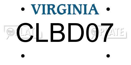 CLBD07 Virginia License Plate