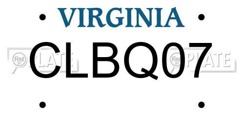 CLBQ07 Virginia License Plate