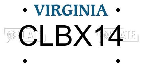 CLBX14 Virginia License Plate