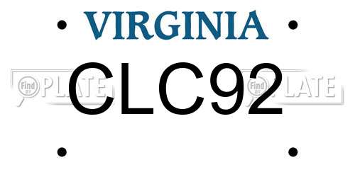 CLC92 Virginia License Plate