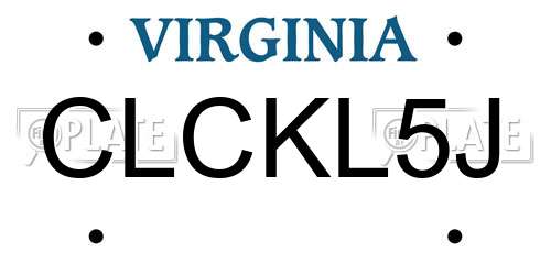 CLCKL5J Virginia License Plate
