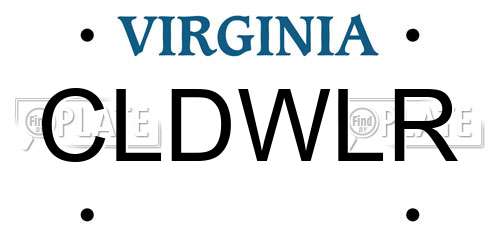 CLDWLR Virginia License Plate