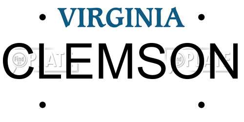 CLEMSON Virginia License Plate