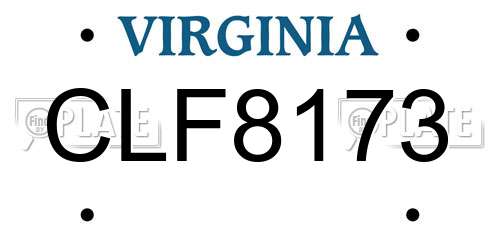CLF8173 Virginia License Plate