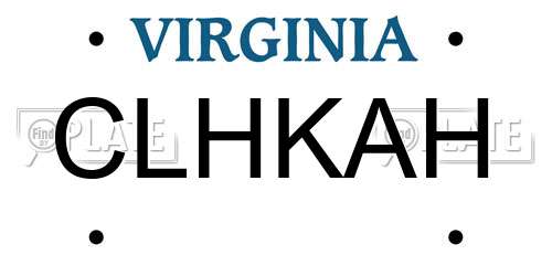 CLHKAH Virginia License Plate