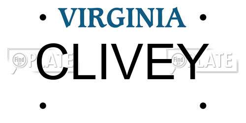 CLIVEY Virginia License Plate