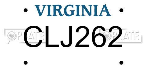 CLJ262 Virginia License Plate