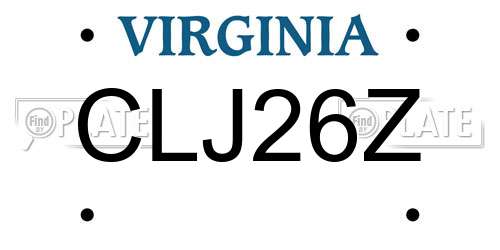 CLJ26Z Virginia License Plate