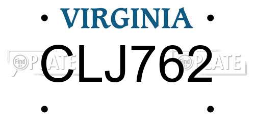 CLJ762 Virginia License Plate