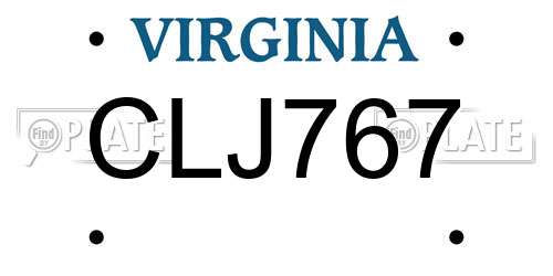 CLJ767 Virginia License Plate