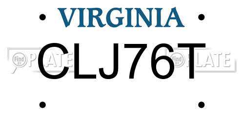 CLJ76T Virginia License Plate