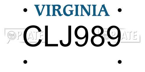 CLJ989 Virginia License Plate