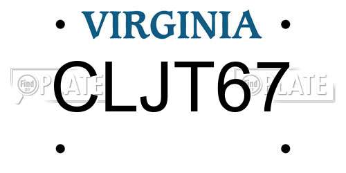 CLJT67 Virginia License Plate