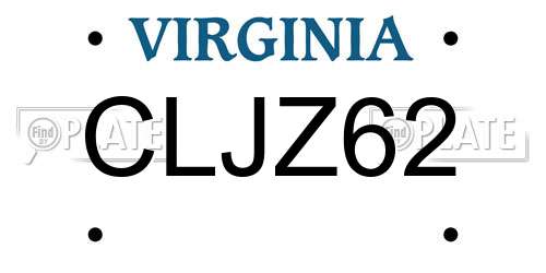 CLJZ62 Virginia License Plate