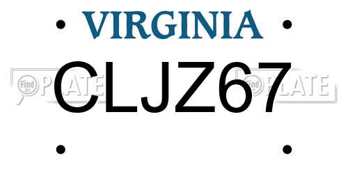 CLJZ67 Virginia License Plate