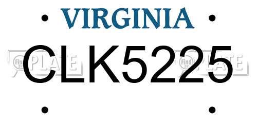 CLK5225 Virginia License Plate