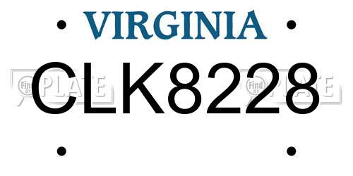 CLK8228 Virginia License Plate
