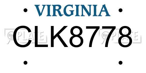 CLK8778 Virginia License Plate