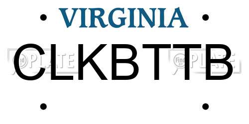 CLKBTTB Virginia License Plate
