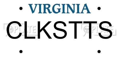 CLKSTTS Virginia License Plate