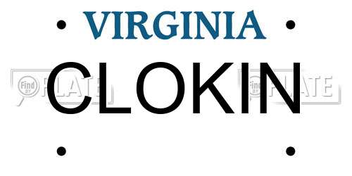 CLOKIN Virginia License Plate