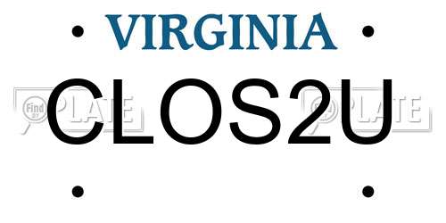 CLOS2U Virginia License Plate