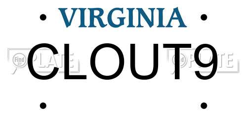 CLOUT9 Virginia License Plate