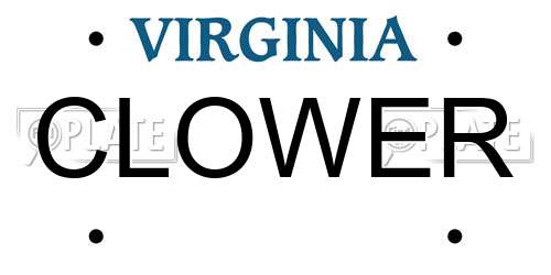 CLOWER Virginia License Plate