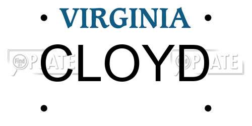 CLOYD Virginia License Plate