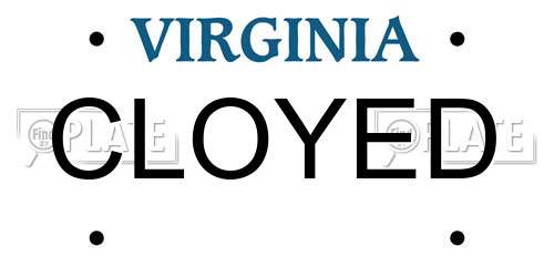 CLOYED Virginia License Plate
