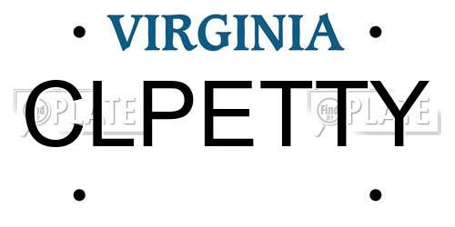 CLPETTY Virginia License Plate