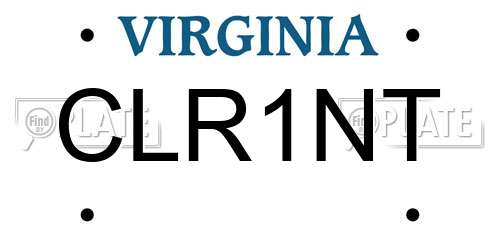 CLR1NT Virginia License Plate