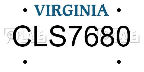 CLS7680 Virginia License Plate