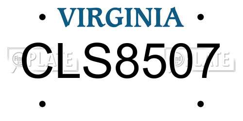 CLS8507 Virginia License Plate
