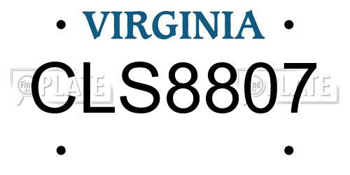 CLS8807 Virginia License Plate