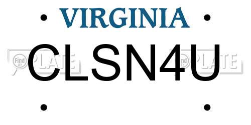 CLSN4U Virginia License Plate