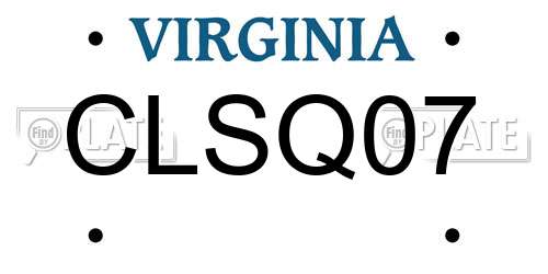CLSQ07 Virginia License Plate